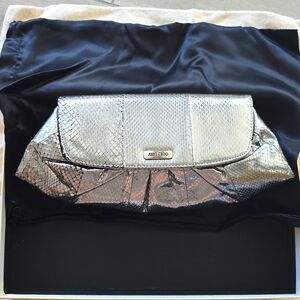 Jimmy Choo Python Silver Clutch